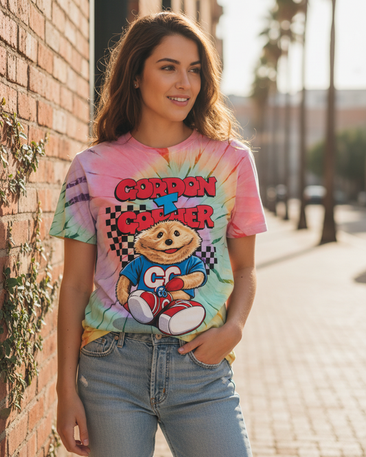 Tie Dye Rainbow Printed Gordon the Gopher T-shirt 