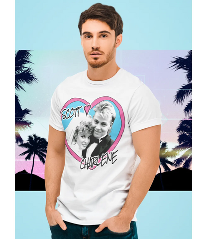 Scott & Charlene Heart Photo Tee | Retro Neighbours TV Wedding T-Shirt