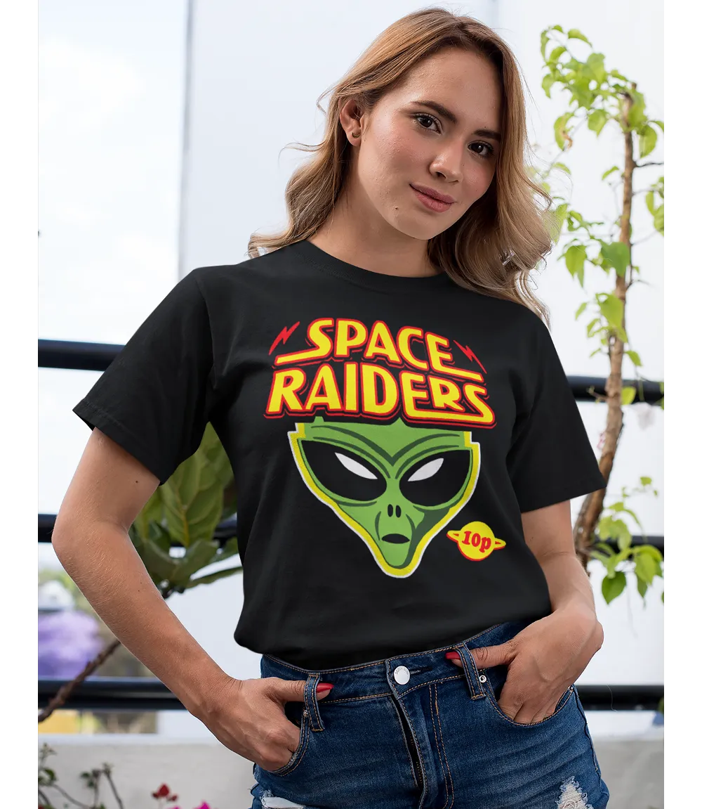 Retro 80s Green Alien Space Raiders T-Shirt