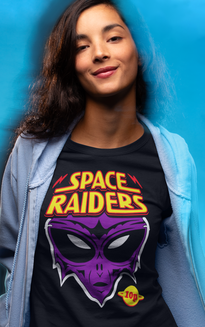 Retro Space Raiders Purple Alien T-Shirt