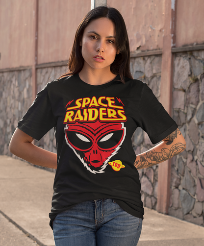 Retro Red Alien Unisex T-Shirt - Space Raiders Design