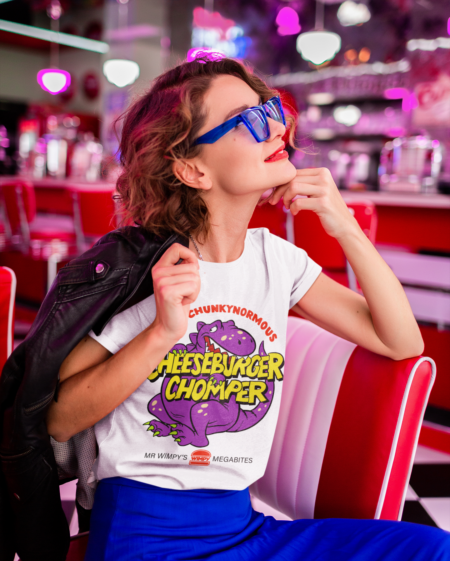 Retro Tees Cheeseburger Chomper T-Shirt - Fun Junk Food Unisex Tee