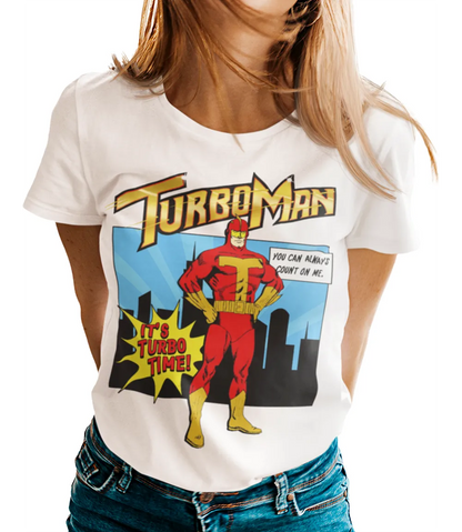 Turboman Action Hero T-Shirt | Retro Christmas Movie Superhero
