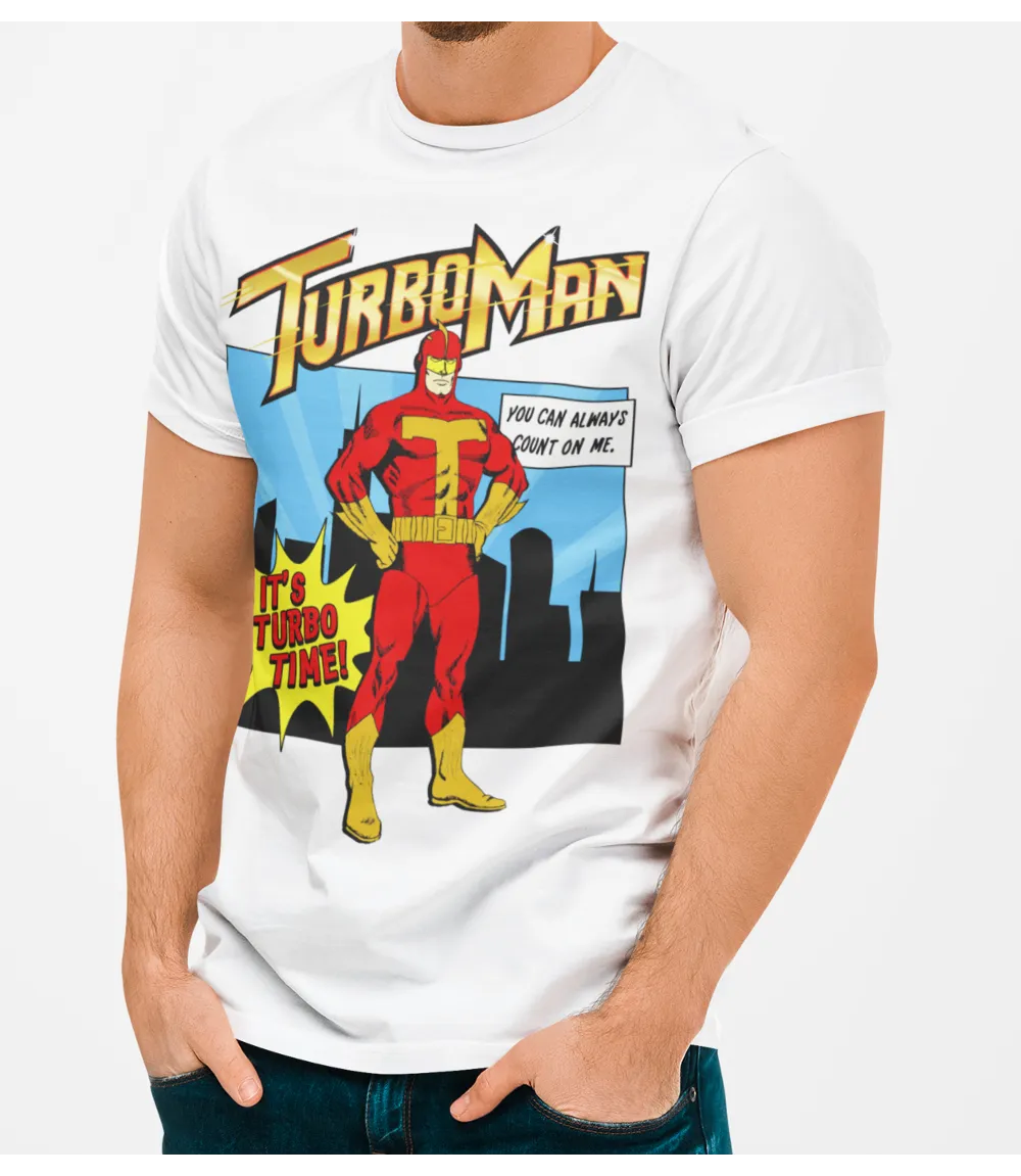 Turboman Action Hero T-Shirt | Retro Christmas Movie Superhero