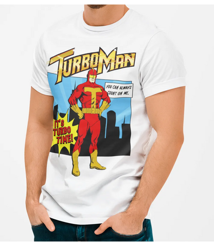 Turboman Action Hero T-Shirt | Retro Christmas Movie Superhero