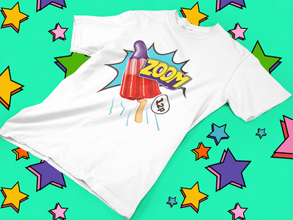 Fun Pop Art T-Shirt - ZOOM Ice Lolly Design - Retro Tees